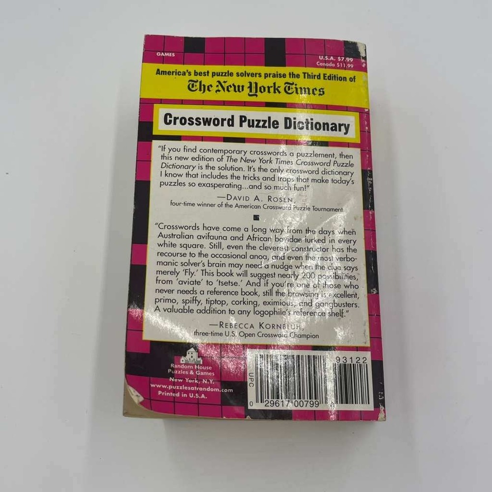 The New York Times Crossword Puzzle Dictionary Third Edition Vintage
